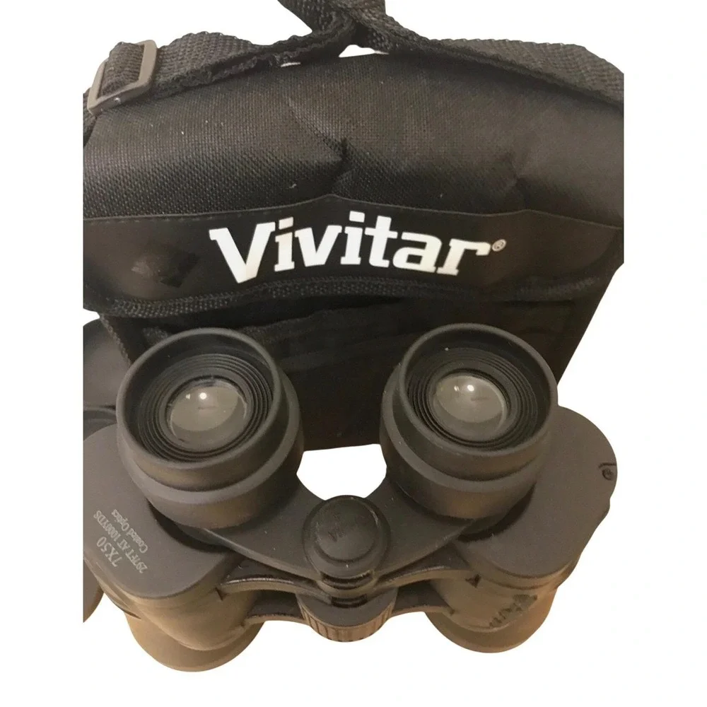 Vivitar‎ Vintage 7x50 Binoculars Carrying Case Lens Caps Coated Optics Outdoor